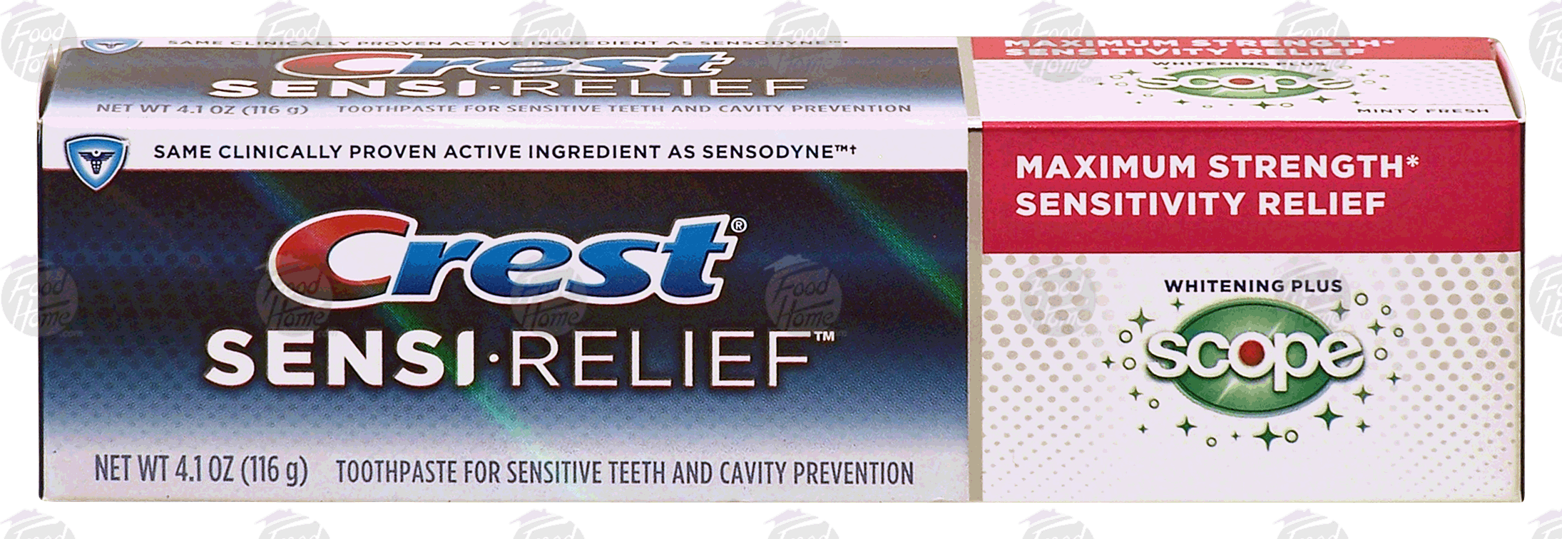 Crest&nbsp;Sensi-Relief&nbsp;toothpaste for sensitive teeth and cavity prevention, whitening plus scope, minty fresh Full-Size Picture